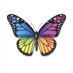 Colorful and Vibrant Butterfly Illustration with a Gradient of Colors on Its Wings, Perfect for Nature, Art, and Creative Design Projects Use