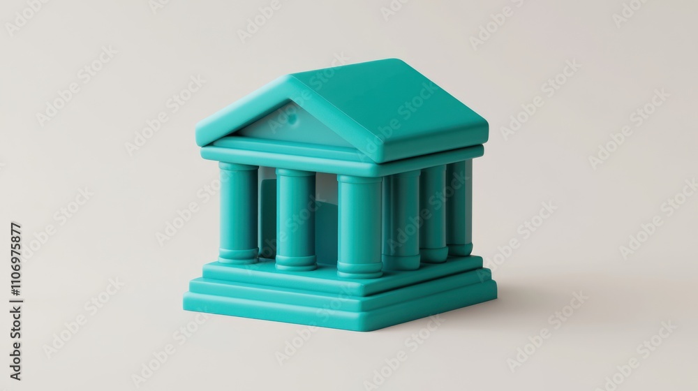 Fototapete a stylized teal building resembling a classical structure with columns.