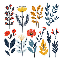 Wedding Decorative Flowers and Grass Pattern Pack
