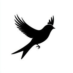 Fototapeta premium Elegant Silhouette of a Bird in Flight with Outstretched Wings and Graceful Curves on a Minimalistic Background for Nature and Wildlife Themes
