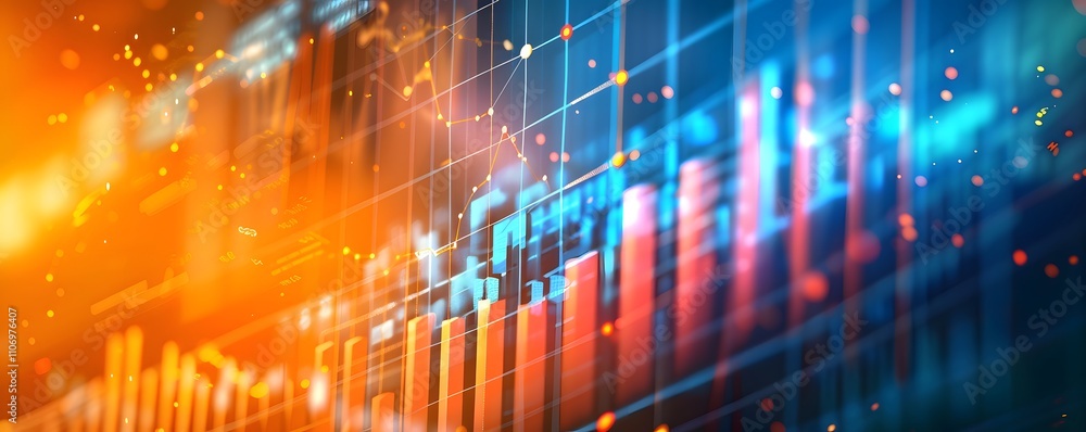 Poster abstract financial data visualization showing growth trends