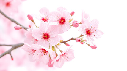 Fototapeta premium Cherry blossoms on a white background. Generative AI