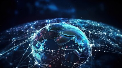 Obraz premium Global Network Connections: A Digital Earth Visualization