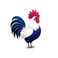 Fototapeta premium Colorful Rooster Illustration with Vibrant Feathers, Bold Comb, and Detailed Features Perfect for Farm, Animal, or Nature Themed Projects and Designs