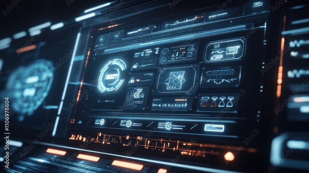 Poster futuristic tech interface: a glimpse into advanced digital systems