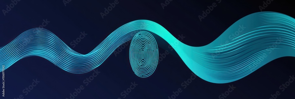 Leinwandbilder Abstract digital design featuring flowing lines and circular elements in a gradient background.