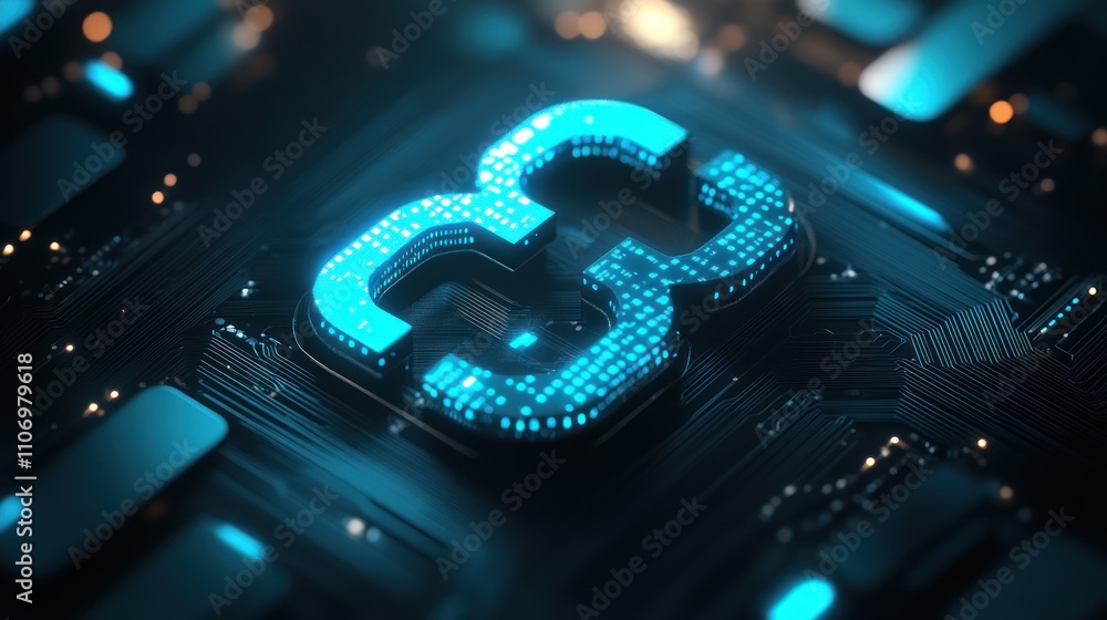 Poster a glowing digital circuit design featuring a stylized number three.