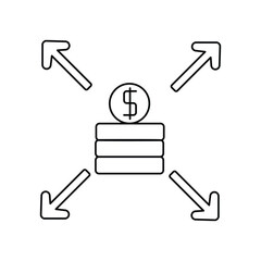 liabilities line icon with white background vector stock illustration