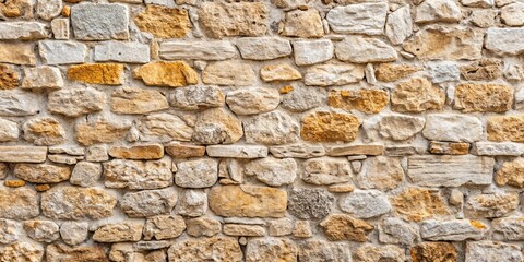 Fototapeta premium Rustic Stone Wall Texture A Seamless Pattern of Irregularly Shaped Stones in Beige and Tan Hues