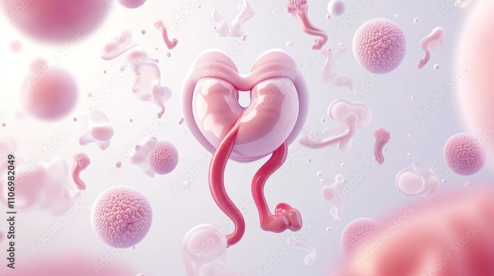 Leinwandbilder abstract representation of biological forms resembling reproductive cells in a surreal environment.