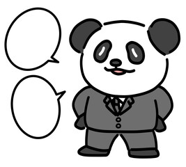 説明をするパンダのビジネスマン