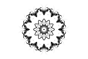 Concentric Circle Mandala Featuring Petals and Leaves
