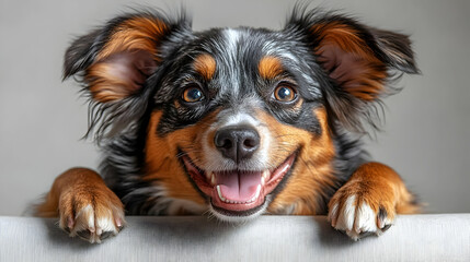 Happy Dog Smiles, Paws Resting, Joyful Canine