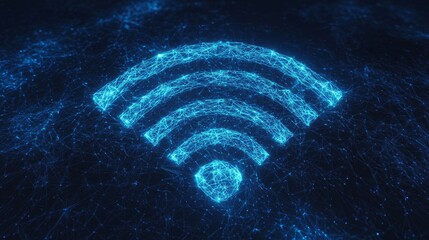 Futuristic Wifi 7 Network Concept with Intricate Light Patterns and Geometric Shapes - Ultra-Detailed 3D Render Digital Artwork