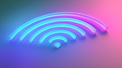 Fototapeta premium Futuristic Wifi 7 Advancements: Dynamic 3D Render of Colorful Signal Waves Connecting Smart Devices in Ultra-Detailed Tech Environment