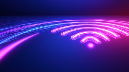 Futuristic Wifi 7 Technology Concept with Swirling Light Patterns and Geometric Shapes in Ultra-Detailed 3D Render