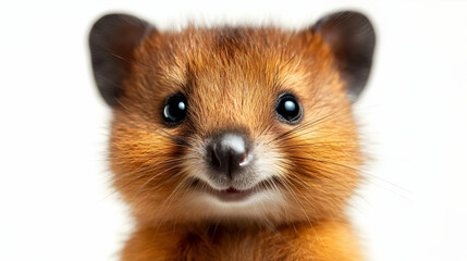 Fototapeta premium Adorable Furry Critter: Close-Up of a Small, Smiling Mammal with Big Eyes