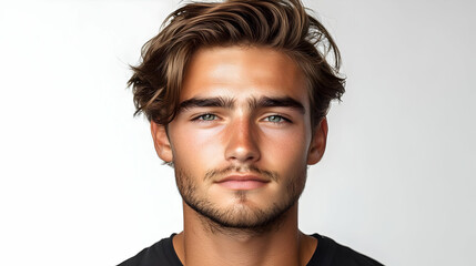 Obraz premium Man's Hairstyle: Modern, Textured, Brown Waves