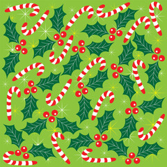 Merry christmas card with candy canes