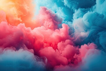 Fototapeta premium Abstract Swirling Clouds of Pink, Orange, and Blue Ink
