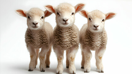 Fototapeta premium Adorable Lambs: Three Fluffy Friends Pose Together