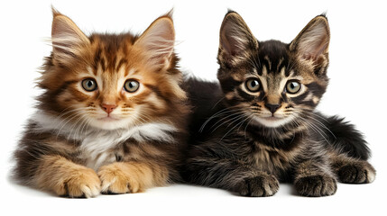 Adorable Kittens: Two Fluffy Felines Resting Together