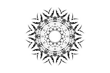 Complex Mandala Illustration with Neutral Tones and a Dark Center Focus
