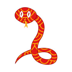 Fototapeta premium Red snake with golden patterns. Vector illustration on white background