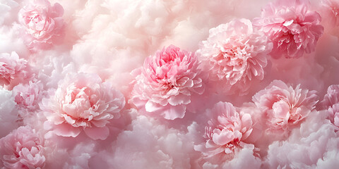 Soft Focus on Pink Peony Flowers for Romantic Spring Background