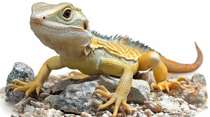 Obraz premium Lizard on Rocks: Colorful Reptile on Stones, Vivid Scales, Detailed Texture, Close-up View, Reptilian Beauty