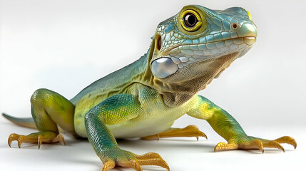 Obraz premium Vibrant Green Lizard Poses, Shows Scales, Close Up