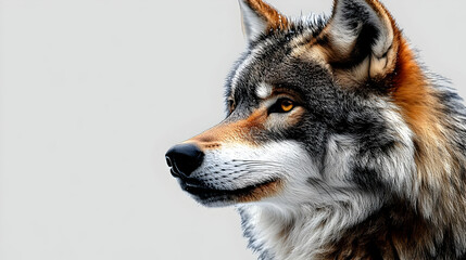 Fototapeta premium Majestic Wolf: Profile, Fur, Wild Canid, Eyes, Nature