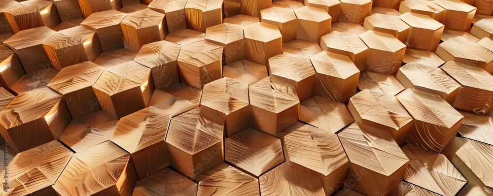 Poster geometric hexagonal wooden block pattern design