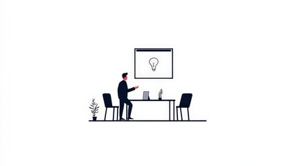 Businessman Engaging in Creative Brainstorming Session in Office