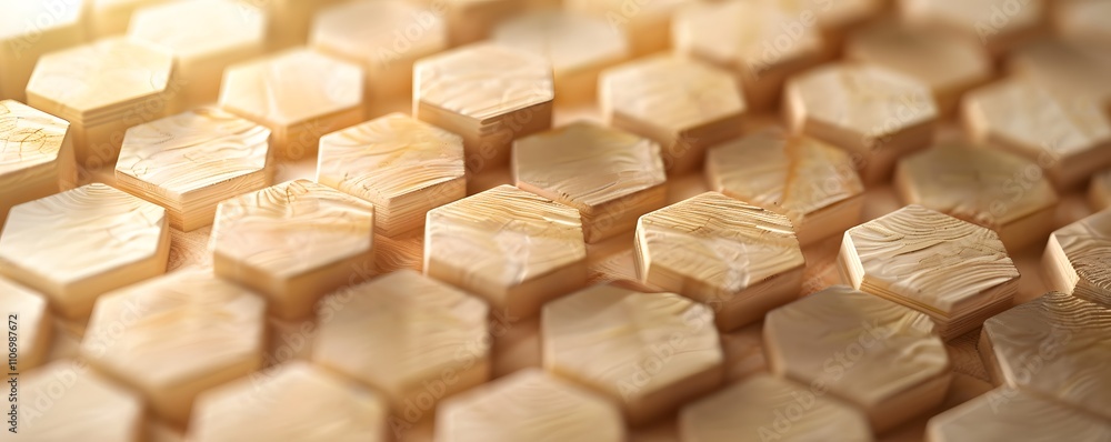 Poster wooden hexagon blocks honeycomb pattern texture