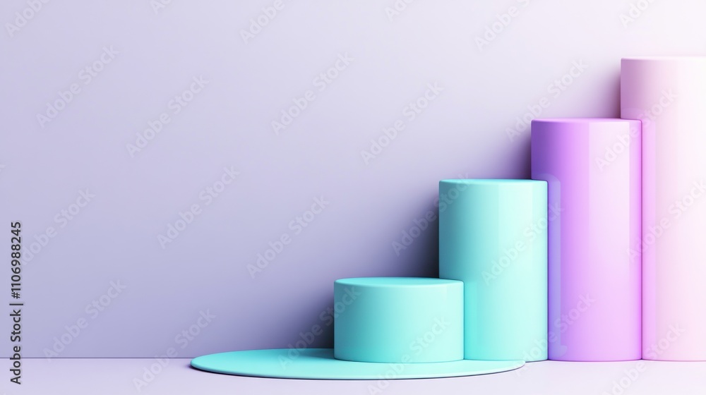 Poster Abstract geometric shapes in pastel colors representing data visualization or growth.