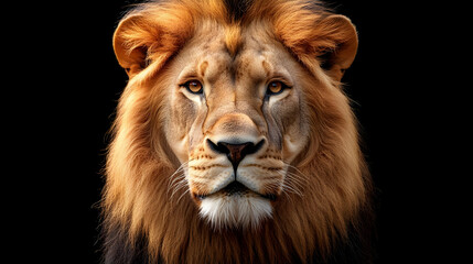 Fototapeta premium Majestic Lion: A Close-Up Portrait of Wild Majesty