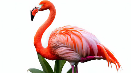 Naklejka premium Flamingo: Graceful Bird with Vibrant Pink and Orange Feathers