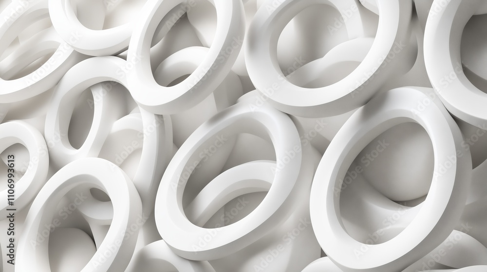 Poster intricate white rings create a captivating abstract pattern, perfect for modern web and app designs.