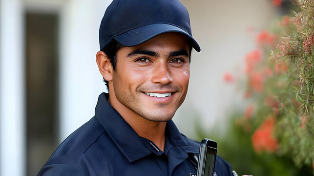 Security Officer Smiles: Professional, Confident, Duty