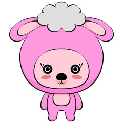 Cute wild animal cartoon characters, chubby and round.