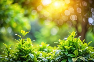 Lush Greenery with Blurred Natural Background for Gardening and Landscaping Promotions - Perfect Space for Text and Branding in Eco-Friendly Advertising