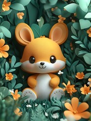 A gentle and adorable cartoon for World Forest Day illustrated in soft colors