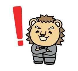 問題が解決した笑顔のライオンのビジネスマン
