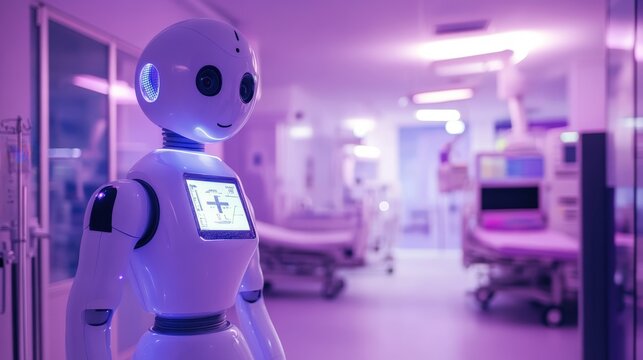 Robotic assistant at a hospital performing routine checks