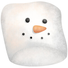Watercolor marshmallow snowman