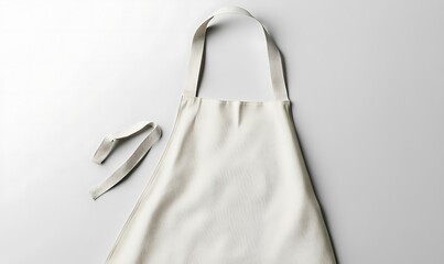 Plain White Apron Lies Flat On White Background