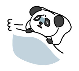 眠れないパンダの手書き風キャラクター
