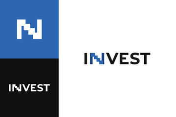 unique invest logotype vector design template, creative logotype for business, invest, finance, investment, and consulting isolated on white and blue background