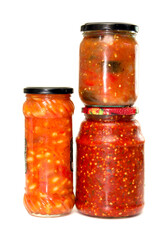 Three jars of food are stacked on top of each other